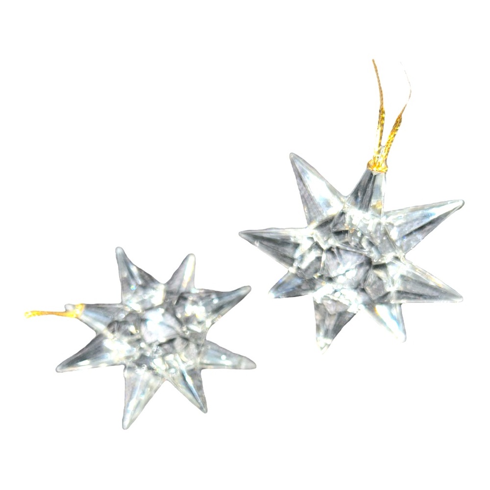 Set of 8 Holiday Crystalline 8 Point Stars w/Hangers 3’ EUC